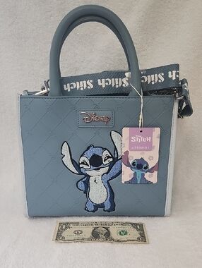Disney Stitch Blue Satchel with Embroidered Character